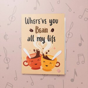 Beschreibbare Wortspiel Liebeskarte | Musikalische Kaffee Karte mit Lackversiegelung, Liebesgeschenk, Valentinstag Grußkarte, Jubiläumskarte 00247