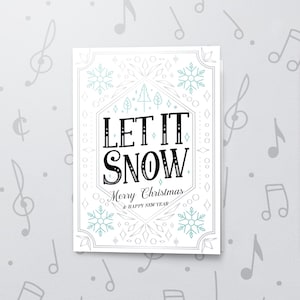 Let Is Snow-cadeaubon | Muzikale wenskaart, wenskaart, kerstkaart, folieafwerking 11039