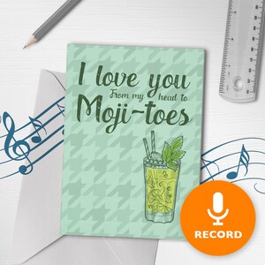 Zingende Mint To Be Love Card | Muzikale Mojito woordspeling Valentijnsdag wenskaart, liefdescadeaus, jubileumkaart met vernis 00259