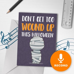 Opneembare griezelige Halloween-wenskaart | Muzikale Halloween-woordspelingkaart, Happy Halloween-kaart met vernis, Halloween-cadeaus 00238