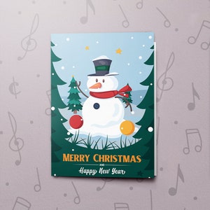 Schneemann Weihnachtskarte | Beschreibbare Karte, Verschneite Weihnachtskarte, Niedliche Weihnachts- & Neujahrskarte, Winter Grußkarten, Lack-Finish 10835