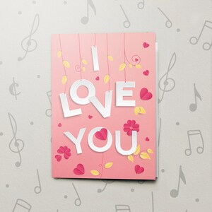Divertente biglietto d'auguri d'amore con musica, biglietto di San Valentino, biglietto romantico per la moglie, biglietto con canto, finitura laccata 10893