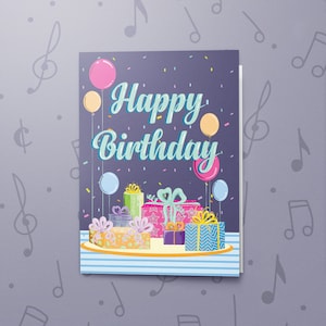 Tarjeta de cumpleaños con música / Tarjeta de cumpleaños musical, Tarjeta de felicitación de cumpleaños con acabado barnizado, Regalo de cumpleaños 00014