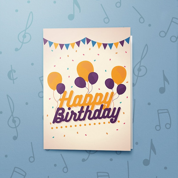 Birthday Card With Balloon | Card With Recordable Music, Birthday Card For Adult, First Birthday Card, Funny Bday Card, Varnish Finish 10792