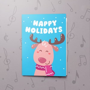 Herten kerstkaart | Opneembare audiokaart, Happy Holidays-kerstkaart, hertenkerstkaart, schattige kerstkaart, folie en lakafwerking 10837