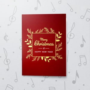 Biglietto di auguri di Buon Natale rosso / Biglietto di auguri registrabile, Biglietto di auguri di Buon Anno, Biglietto di auguri per le festività natalizie, Finitura in lamina e vernice 10796