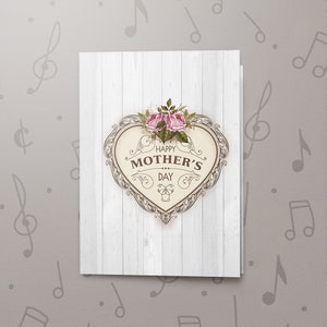 Tarjeta grabable para el Día de la Madre / Tarjeta para el Día de la Madre, Tarjeta para el Día de la Madre, Tarjeta adorable para mamá, Tarjeta musical con acabado barnizado 00159