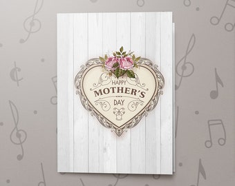 Carte de fête des mères enregistrable | Carte de fête des mères heureuse, carte de fête des mamans, jolie carte pour maman, carte de voeux musicale avec finition vernis 00159