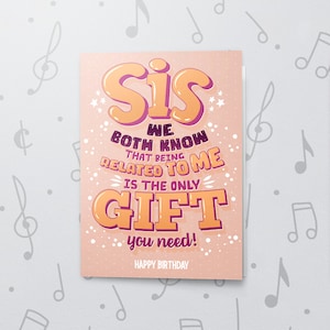 Verjaardagskaart cadeau voor zus | Muzikale wenskaart, gelukkige verjaardagskaart, verjaardagskaart voor zus, vernis 11033