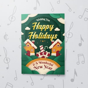 Biglietto di Natale con pan di zenzero / Biglietto audio registrabile, Biglietto con biscotti natalizi, Biglietti di auguri per gli amici, Biglietto di Natale, Finitura in lamina e vernice 10858