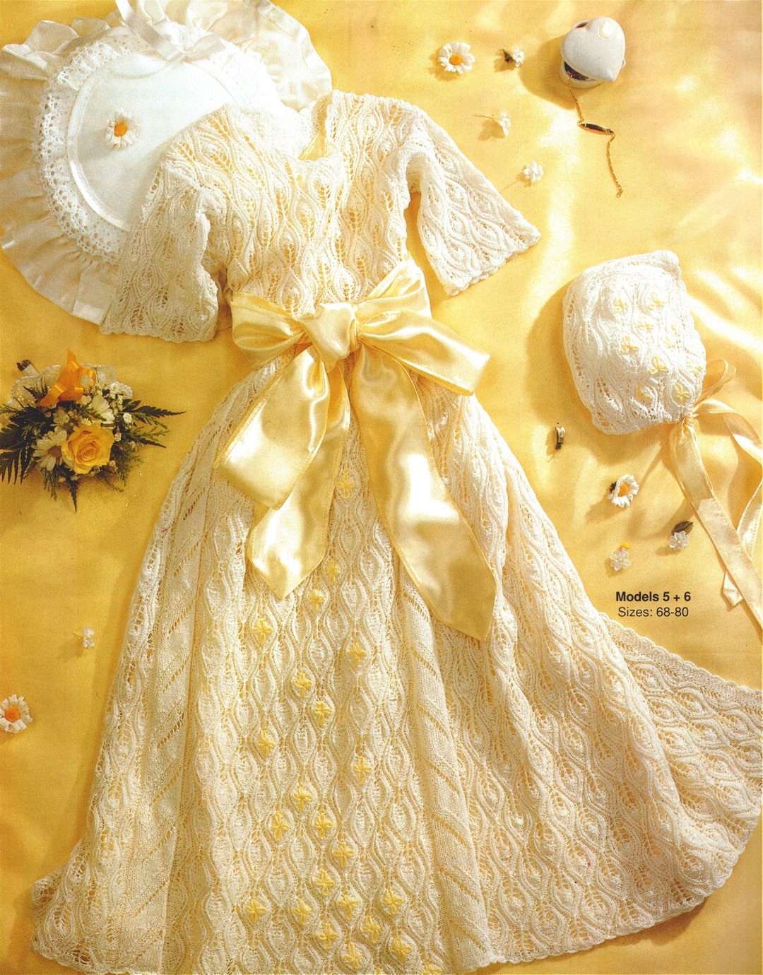 Baby Girl Christening Robe Knitting Pattern Includes Dress and