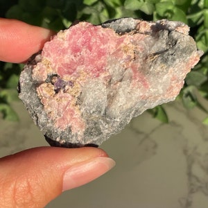 Rhodochrosite with Purple Fluorite and Clear Quartz Crystal Cluster