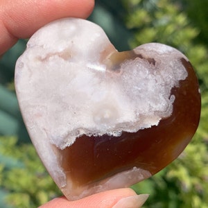 Flower Agate Heart, Sakura Agate Heart, Chery Blossom Agate Hearts