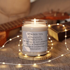 CANDLE NUMEROLOGY '10' TEN/ 'White Sage +Lavendar' Unique Aroma Soy Candle, Natural Soy Wax, Clean Burning, Long Lasting, Relaxation Candle