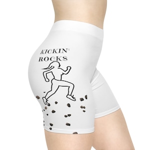 Women&#39;s Shorts- &#39;Kickin Rocks&#39;-  Women&#39;s Biker Shorts, High Waisted Yoga Spandex, Athletic Gym Wear, Rave Clothes, Workout Shorts