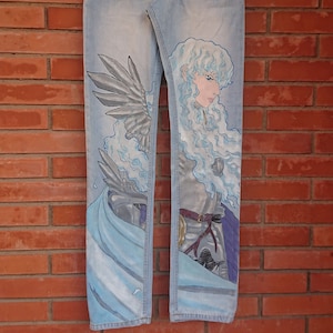 Painted Jeans Anime - Etsy Painted Jeans Anime - Etsy