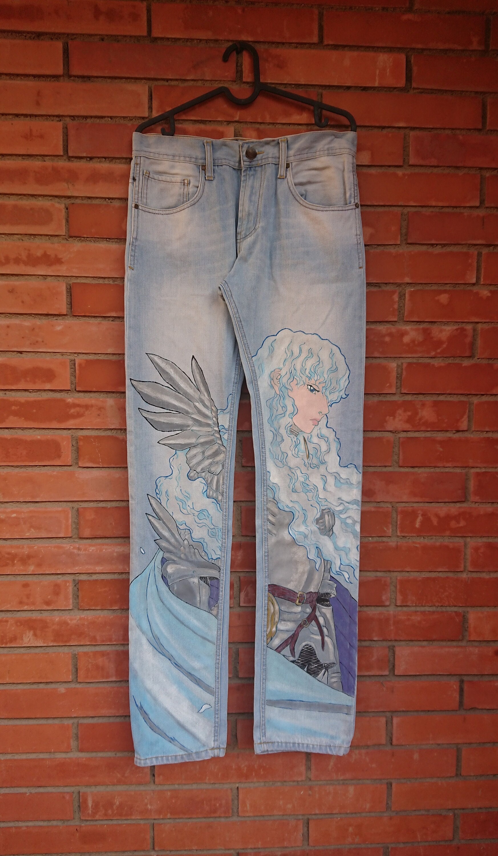 Berserk Griffith Anime Hand Painted Jeans - Etsy