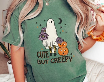 Comfort Colors® Retro Halloween Shirt, Cute But Creepy T-Shirt, Vintage Ghost Halloween TShirt, Witch Shirt, Retro Fall Shirt, Fall Shirt
