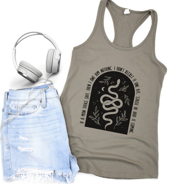 Look what you made me do slim fit racerback tank top, I did something bad, reputation snake, gift for bestie, fierce confidence tank top