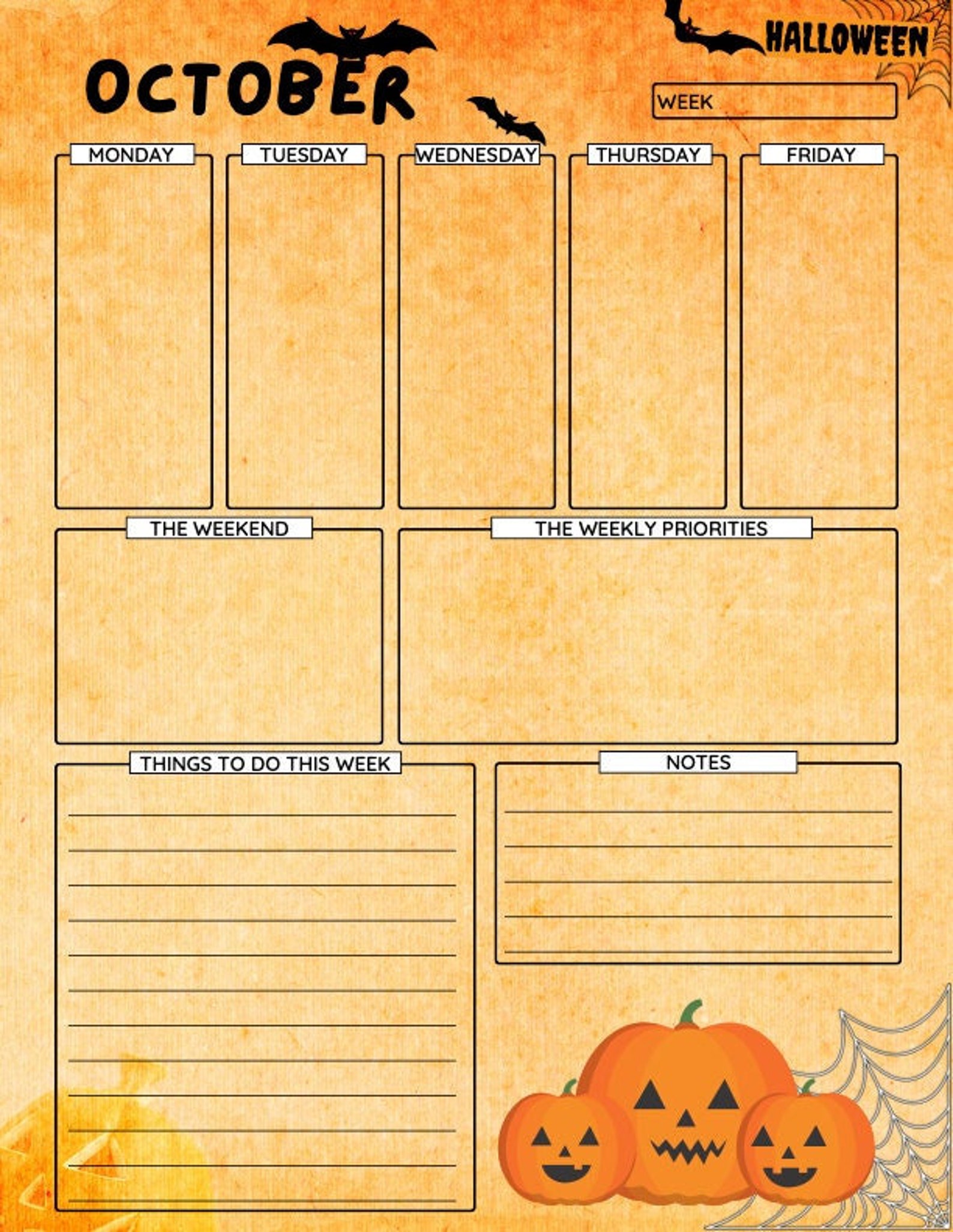 October Weekly Planner Etsy October weekly planner etsy