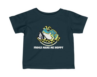 Frogs Make Me Hoppy - Froggy Baby and Toddler Graphic T-shirt - Infant Fine Jersey Tee