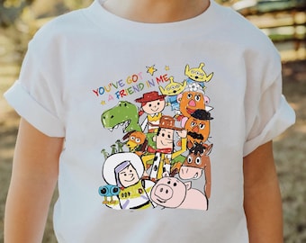 Disney Toy Story Retro Characters Drawing Shirt, You'Ve Got A Friend In Me Shirt, Disney Toy Story Shirt, Woody Buzz Lightyear Slinky Shirt