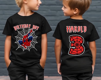 Custom Spiderman Shirt, Spiderman Birthday Boy Shirt, Custom Age Birthday Shirt, Spider Web Shirt, Custom Family Birthday Shirt, Spider Tee