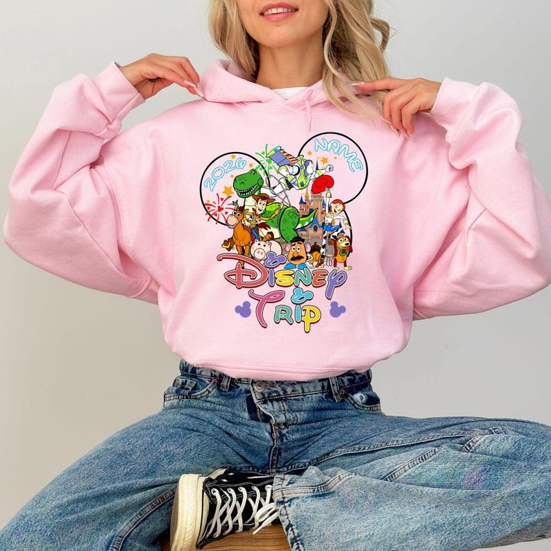 Personalized Toy Story Disney Trip Sweatshirt, Disney Trip 2026 Hoodie, Toy Story Family Matching Sweater, Toy Story Squad Sweatshirt Pink