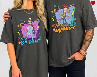 Comfort Colors His Bo Peep Her Woody Shirt: Toy Story Couple Matching Tee