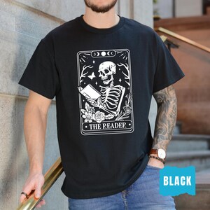 Comfort Colors® Reader Shirt, Reader Tarot Card Shirt, Skeleton Reading Shirt, Book Lover Gift Shirt, Reader Tarot Card Shirt, Bookish Shirt