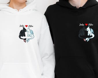 Custom Toothless And Light Fury Couple Sweatshirt, Cute Toothless Couple Matching Sweater, Toothless Couple Dragon Hoodie, Gift For Couple