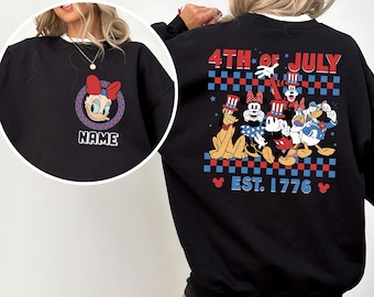 Two-Sided Disney 4th Of July Matching Sweatshirts, Disney America 1776 Sweater, Mickey & Friends Matching Hoodie, Custom 4th Of July Sweater
