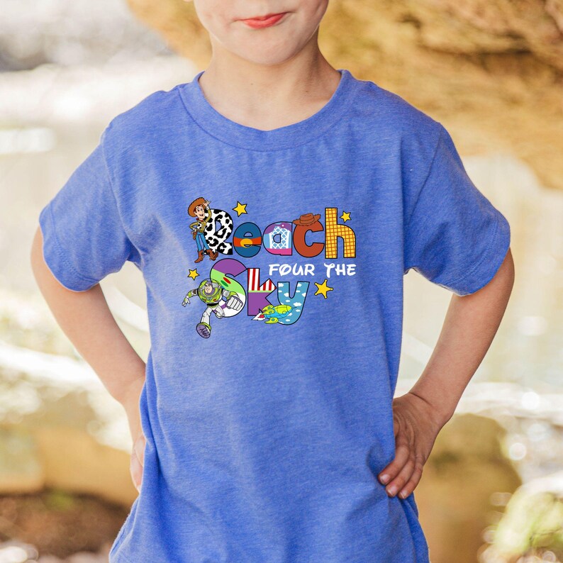 Toy Story 4th Birthday Shirt, Custom Name, Woody Buzz Jessie Tee Colombia Blue