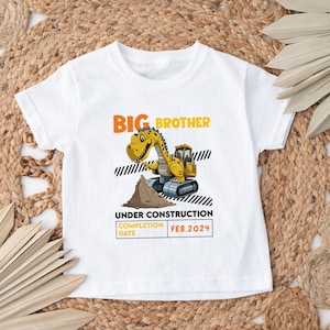 Big Brother Under Construction Dinosaur T-shirt, Brother Shirt, Sibling T-shirt, Baby Announcement T-shirt, Promoted to Big Brother T-shirt