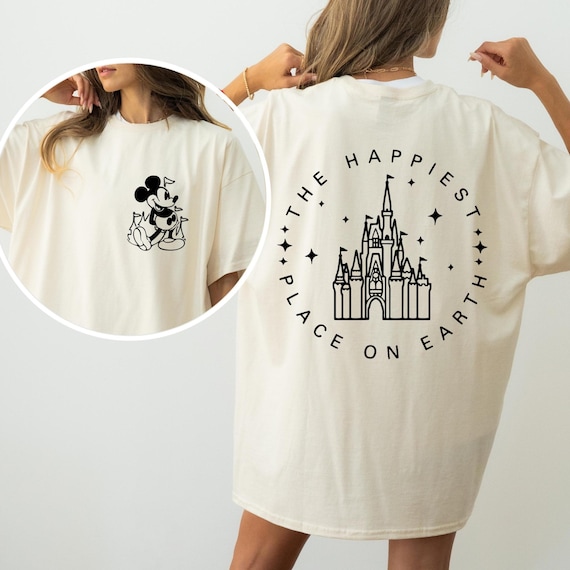 Two Sided Disney Magical Castle Shirt, The Happiest Place One Earth Shirt, Disneyworld Trip Tee, Mickey Pocket Design, Cute Family Vacation