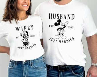 Disney Wifey And Husband Shirt: Minnie And Mickey Couple Tee