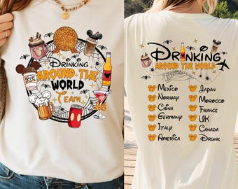 Halloween Thema Drinking Around The World Checklist Shirts, Epcot Vacation Shirts, Spooky Vibes, Drinking Around The World Matching Shirts
