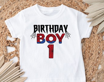 Spiderman Birthday Boy Shirt: Custom Age Spider Web Tee