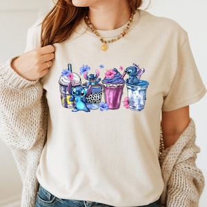 Stitch Coffee T-shirt, Stitch Drink T-shirt, Funny Stitch T-shirt, Coffee Lover T-shirt, Funny Koala T-shirt, Vacation T-shirt, Gift For Her
