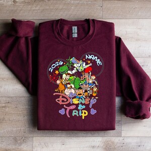 Personalized Toy Story Disney Trip Sweatshirt, Disney Trip 2026 Hoodie, Toy Story Family Matching Sweater, Toy Story Squad Sweatshirt Maroon