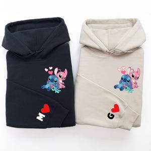 Stitch and Angel Personalized  Hoodie, Valentine's Day Stitch And Angel Sweater, Disneyland Couple Hoodie, Couples Gift, Disney Couple