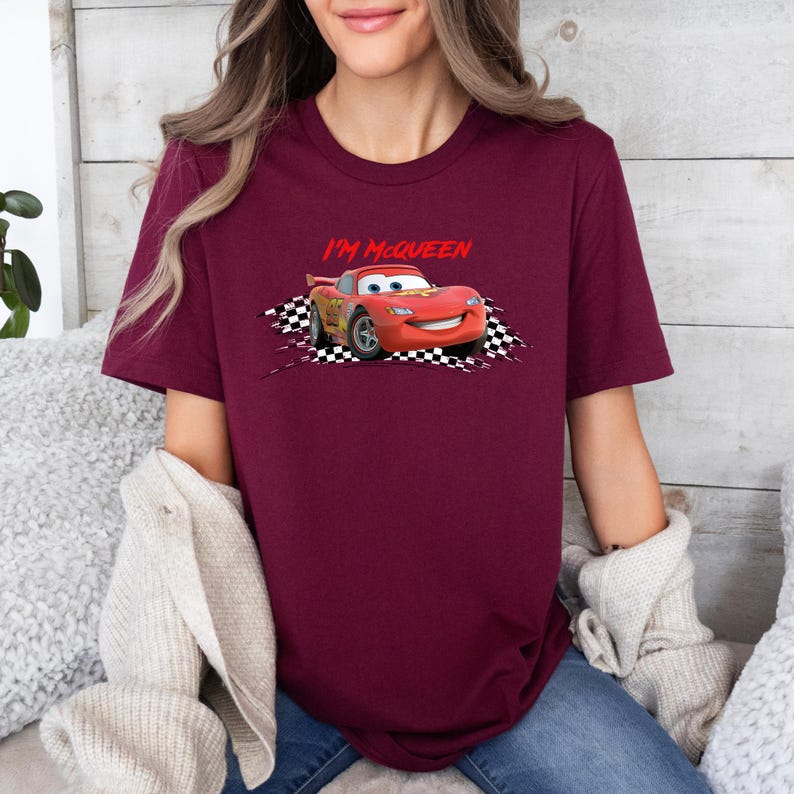 Disney Pixar Cars Matching Shirt, Lightning McQueen And Sally Couple Shirt, Cars Couple Shirt, McQueen And Sally Tee, Family Trip 2026 Maroon