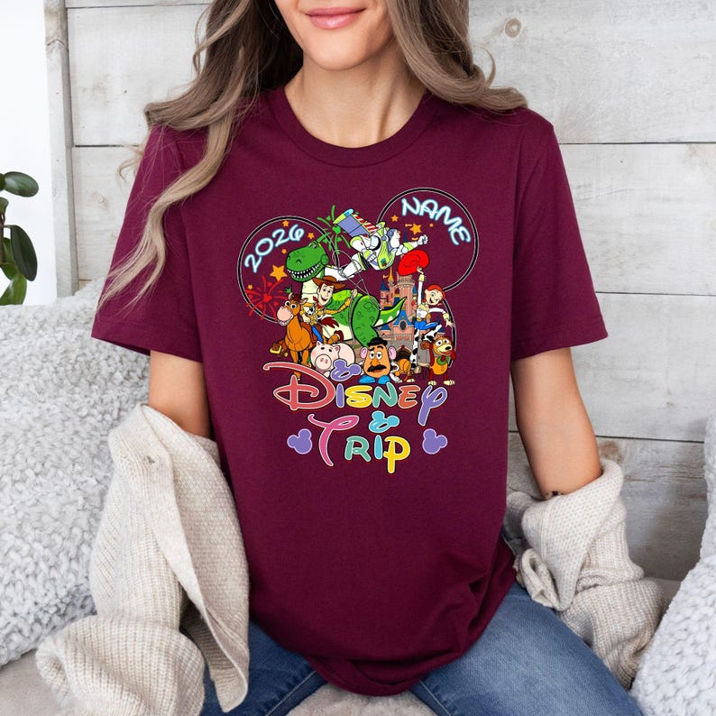 Personalized Toy Story Disney Trip Shirt, Disney Trip 2026 Shirt, Toy Story Family Matching Shirt, Toy Story Squad Shirt Maroon