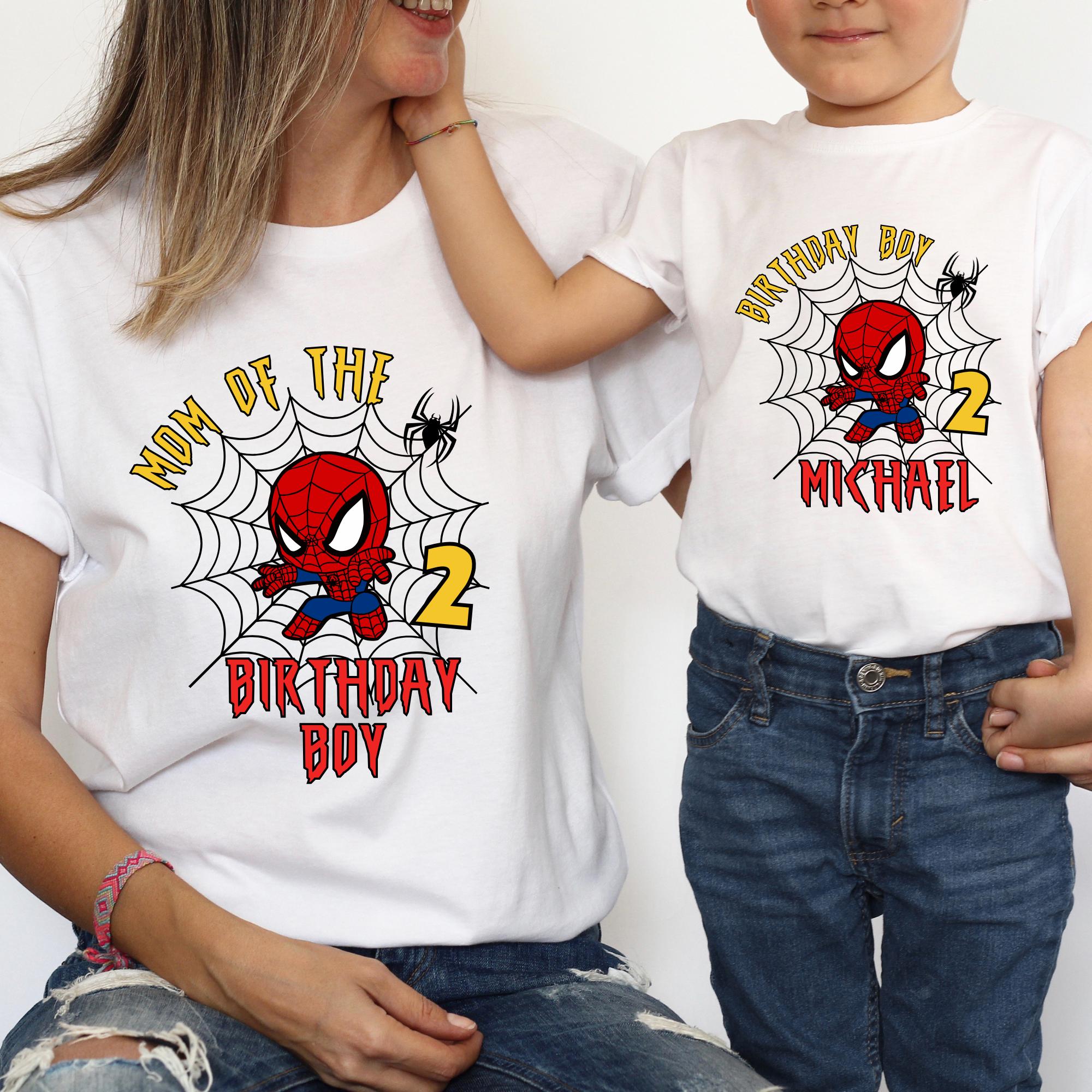 Spiderman Family Birthday Shirt, Family Birthday Shirt, Custom Age Birthday Shirt, Spider Web Shirt, Birthday Boy Shirt, Birthday Gift
