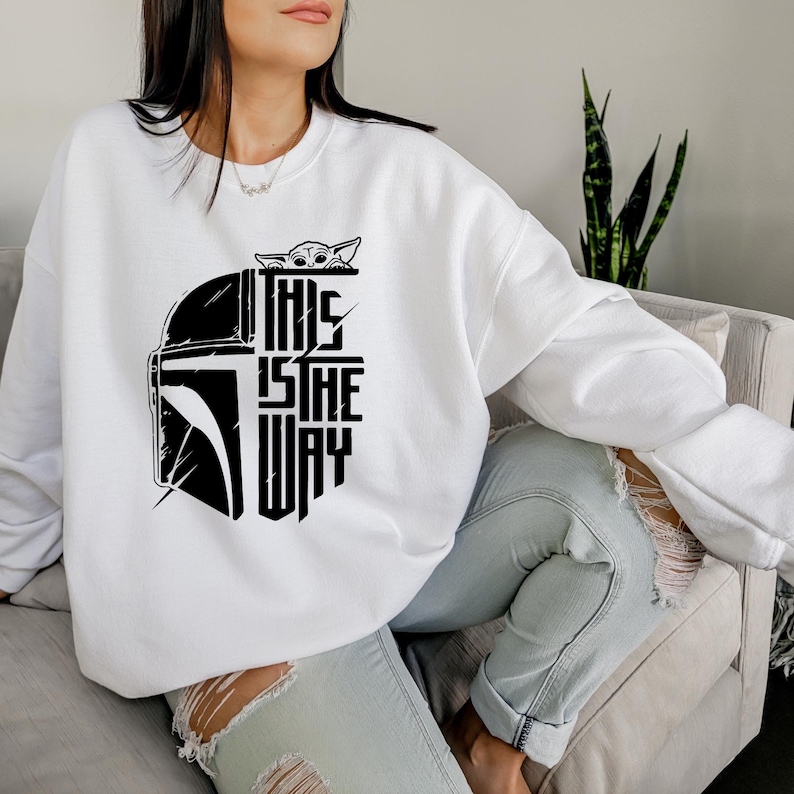 This Is the Way Sweatshirt, Mandalorian Sweatshirt, Mando Hoodie, Gift Ideas For Him, Galaxy Edge Sweater, Galaxy Edge Hoodie White