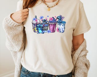 Stitch Coffee Cups T-Shirt: Funny Koala Vacation Tee