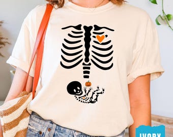 Comfort Colors Halloween Pregnancy Shirt: Skeleton Maternity Tee