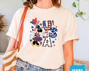 Comfort Colors® Disney Mickey Minnie 4th Of July Matching Shirt, Fourth Of July Disney Shirt, Disney USA Shirt, Minnie Mickey Matching Tee