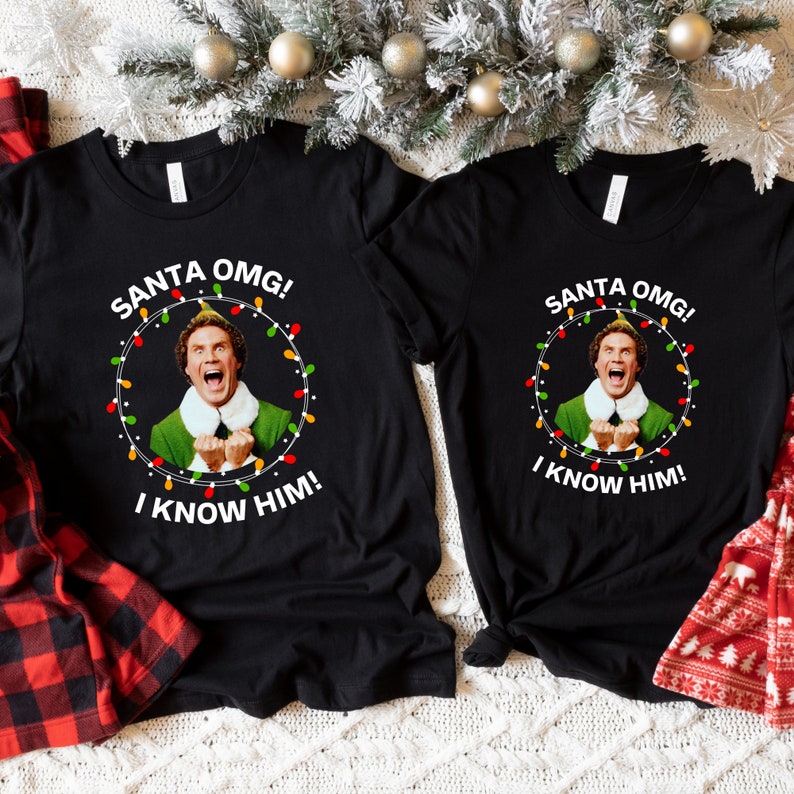 Christmas Santa I Know Him T-shirt, Santa T-shirt, Funny Santa T-shirt, Christmas Fun T-shirt, Christmas T-shirt, Gift for Christmas T-shirt image 1