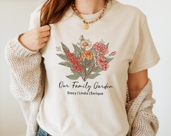Custom Birth Month Flowers T-shirt, Birth Flower T-Shirt, Birthday Flowers T-shirt, Custom Flower T-shirt, Personalized Flowers T-shirt